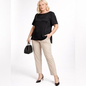 Universal Standard Alice Satin Boatneck Top Blouse in Black‎ (M) Size 18/20 nwt